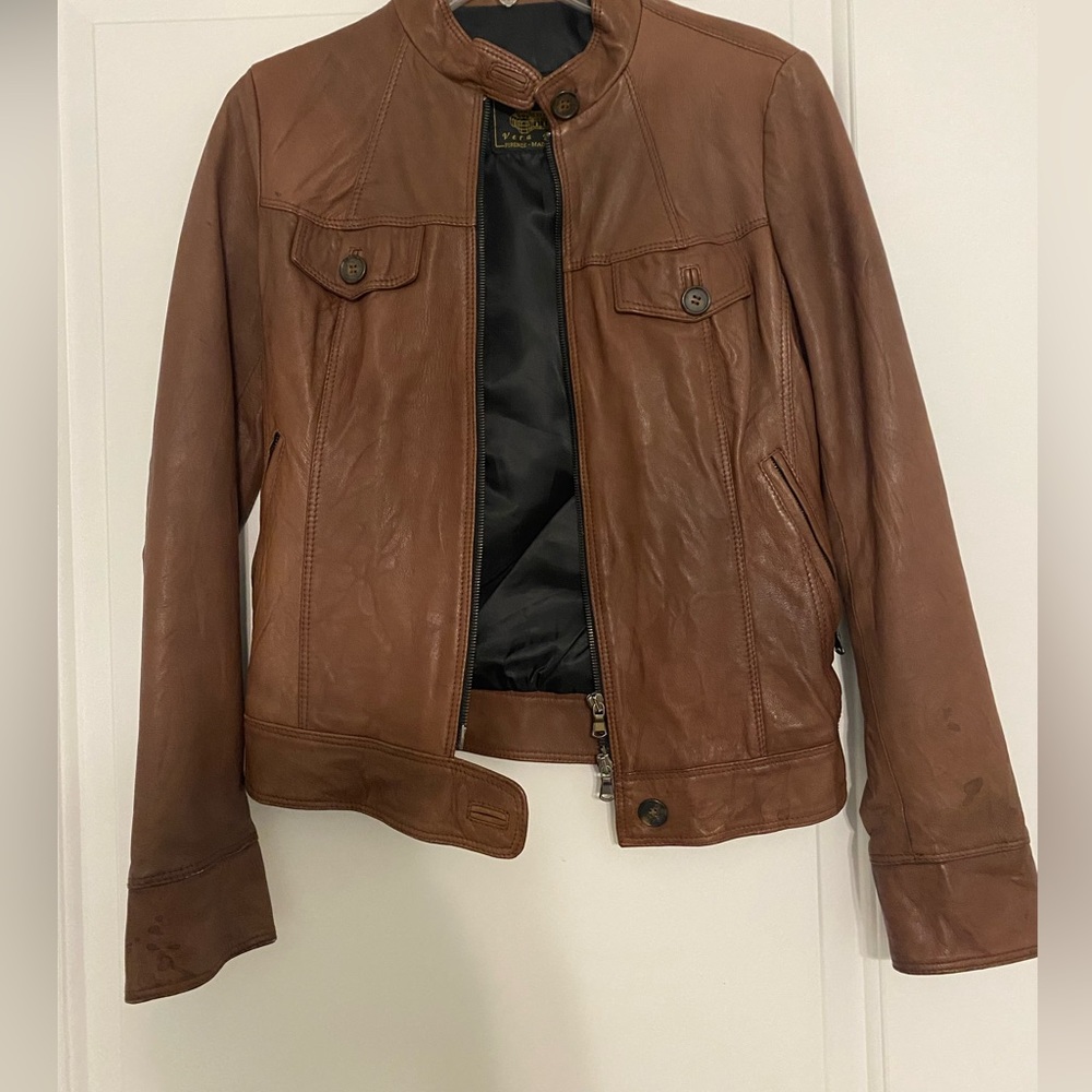 Handmade Italian Brown Real leather jacket size: S